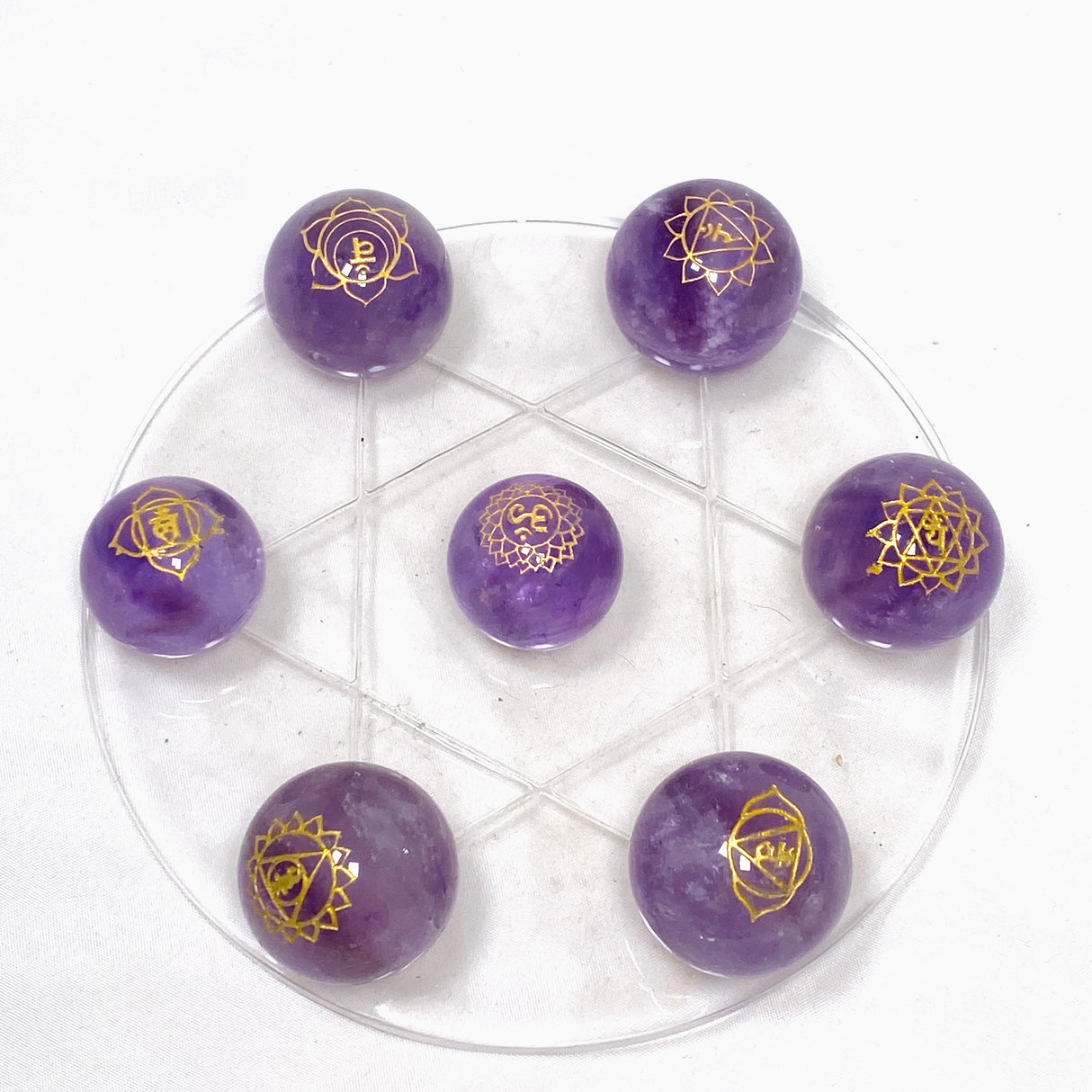 Hand Carved Chakra set - Amethyst