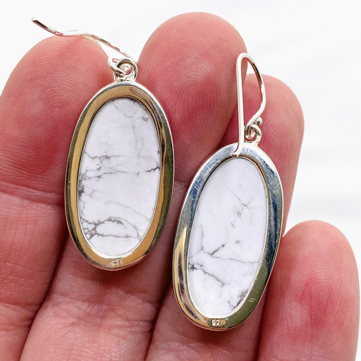 Howlite Oval Cabochon Earrings KEGJ1556