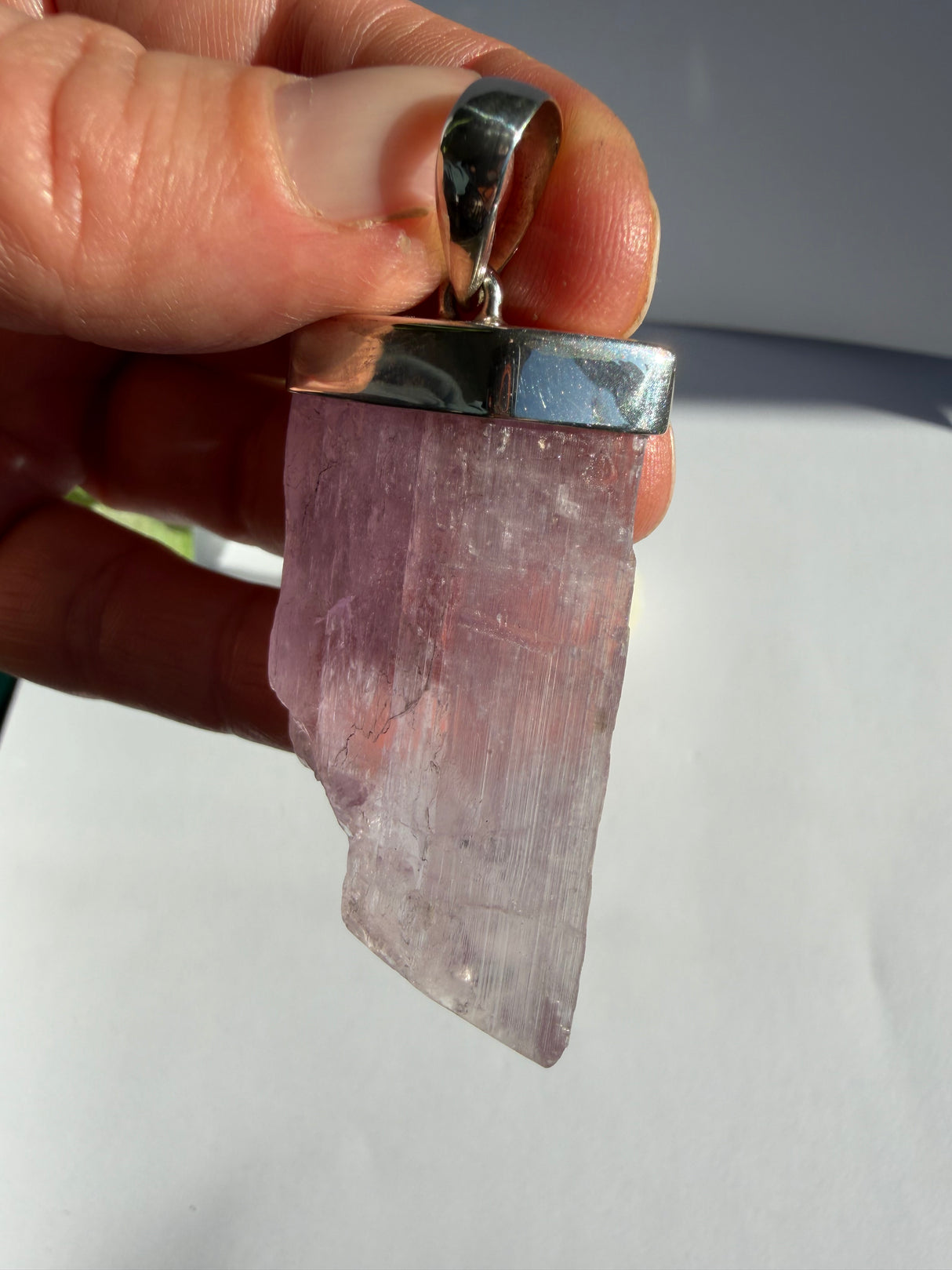 Kunzite Raw Crystal Pendant PPGJ529
