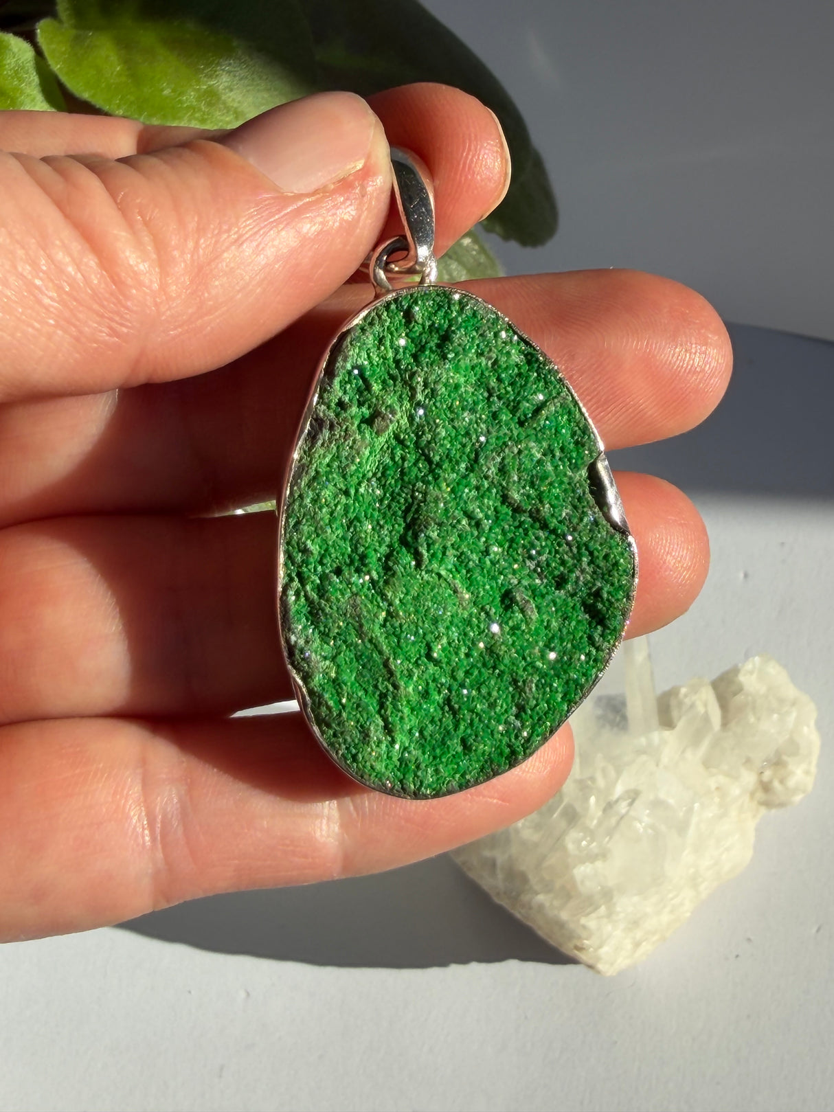 Uvarovite Garnet Freeform Raw Pendant MP500-UVT