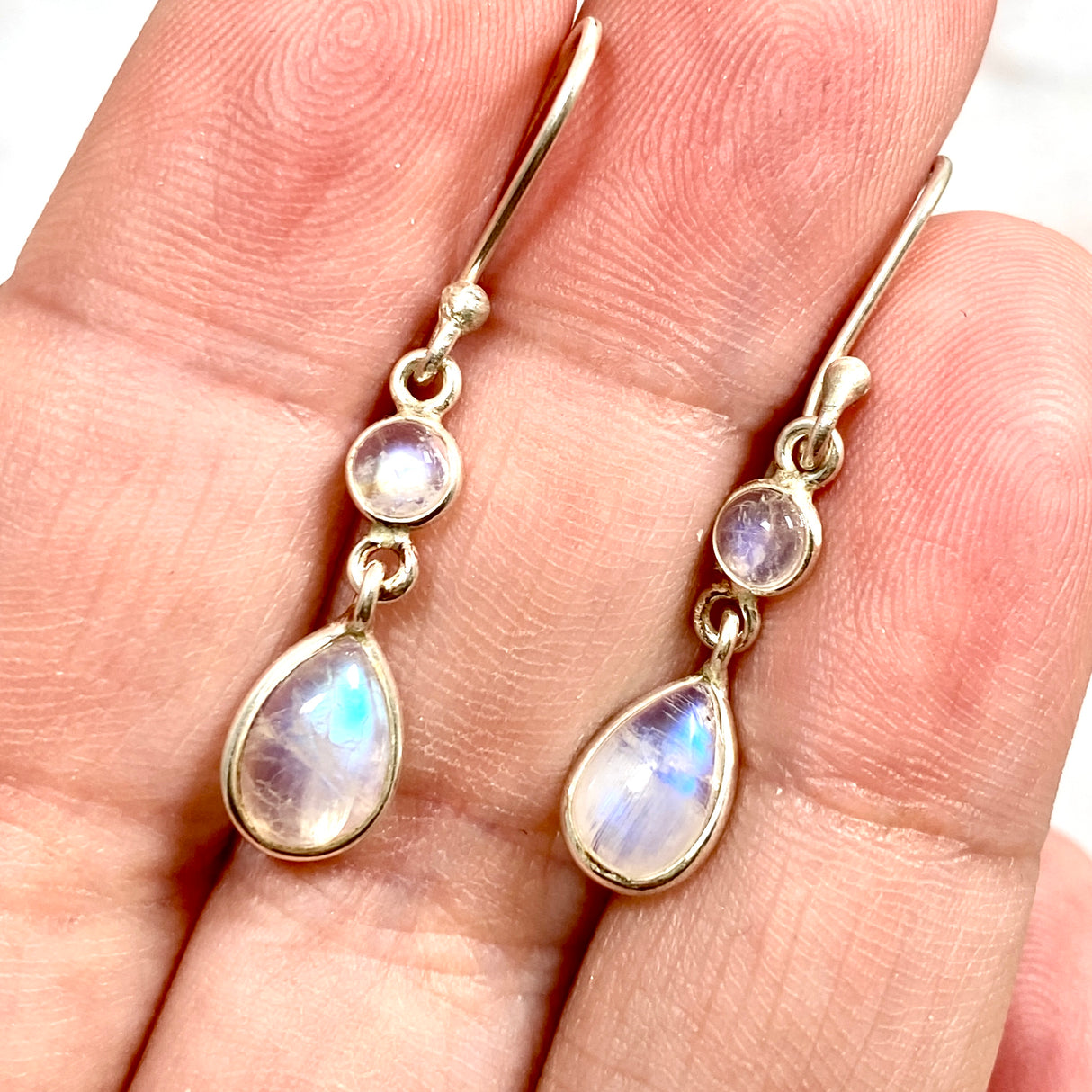 Rainbow Moonstone multi stone teardrop earrings KEGJ1199