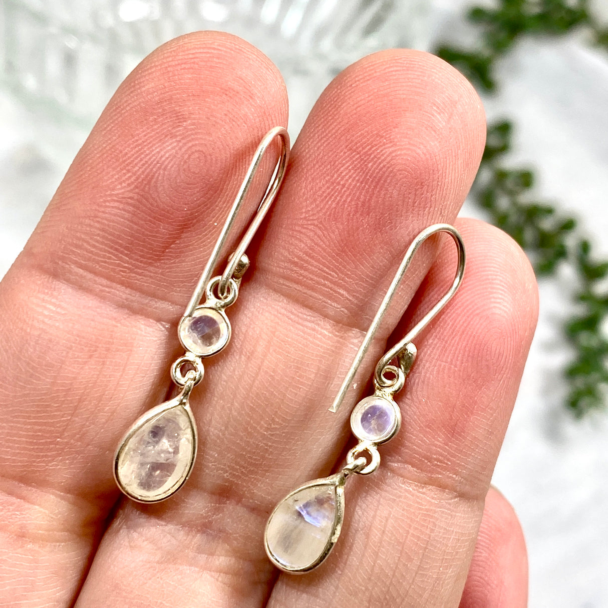 Rainbow Moonstone multi stone teardrop earrings KEGJ1199