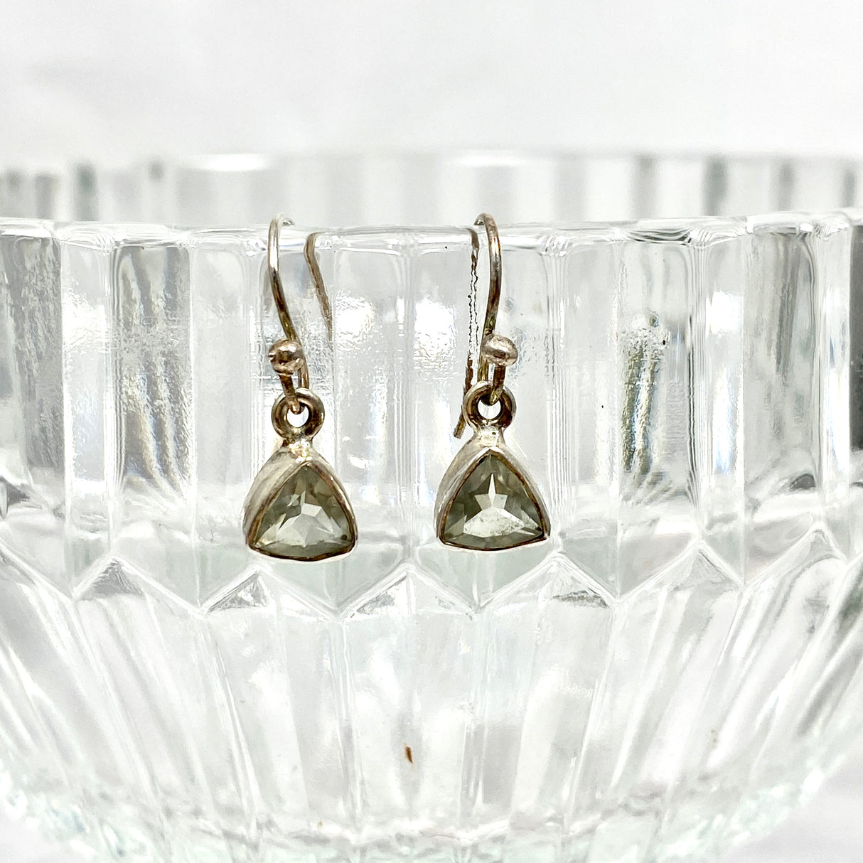 Clear Quartz petite triangular faceted earrings R2363-CQT