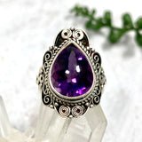 Boho Style Amethyst teardrop ring s.8 KRGJ2773