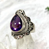 Boho Style Amethyst teardrop ring s.8 KRGJ2773