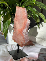Pink Amethyst & Quartz Slice on Stand PASL-01
