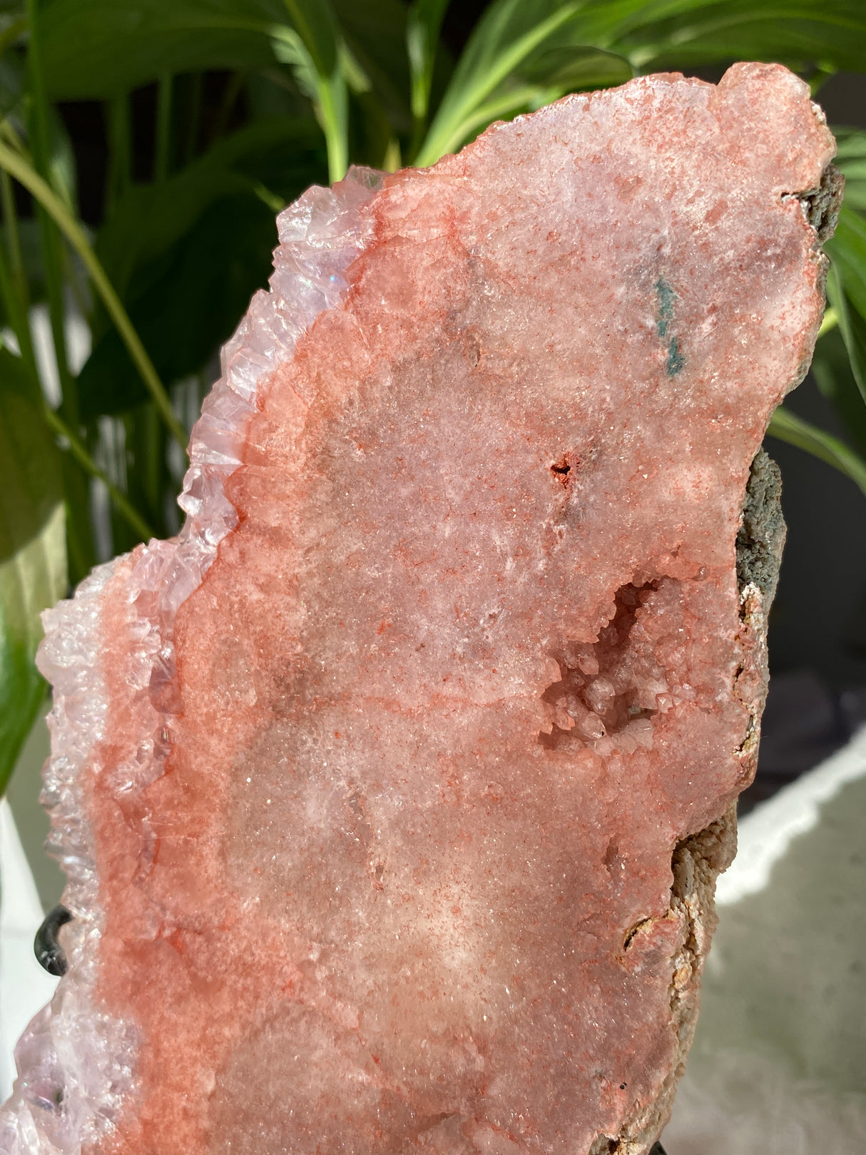 Pink Amethyst & Quartz Slice on Stand PASL-01