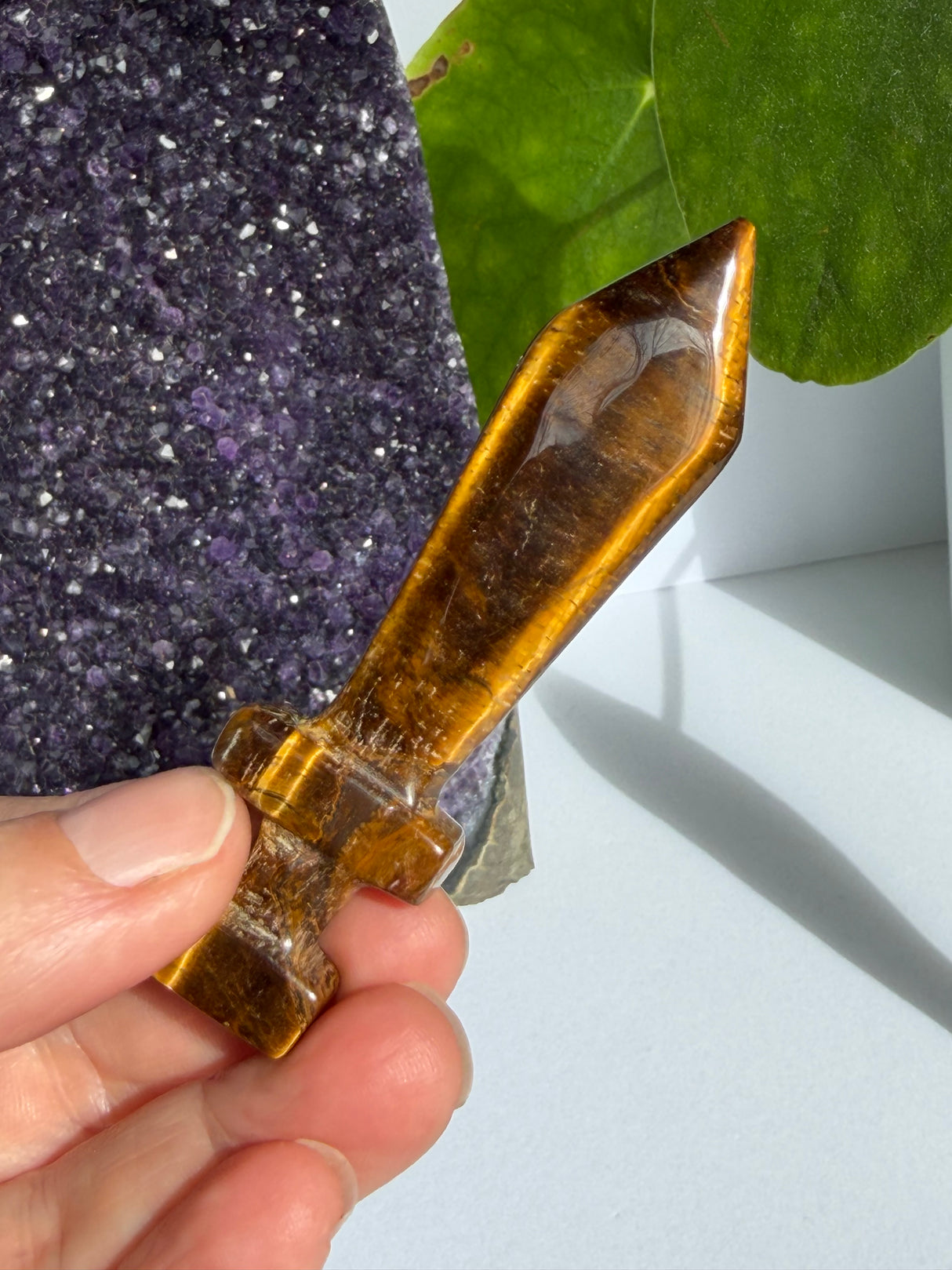Tiger's Eye Sword Carving - Blue or Gold