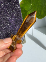 Tiger's Eye Sword Carving - Blue or Gold