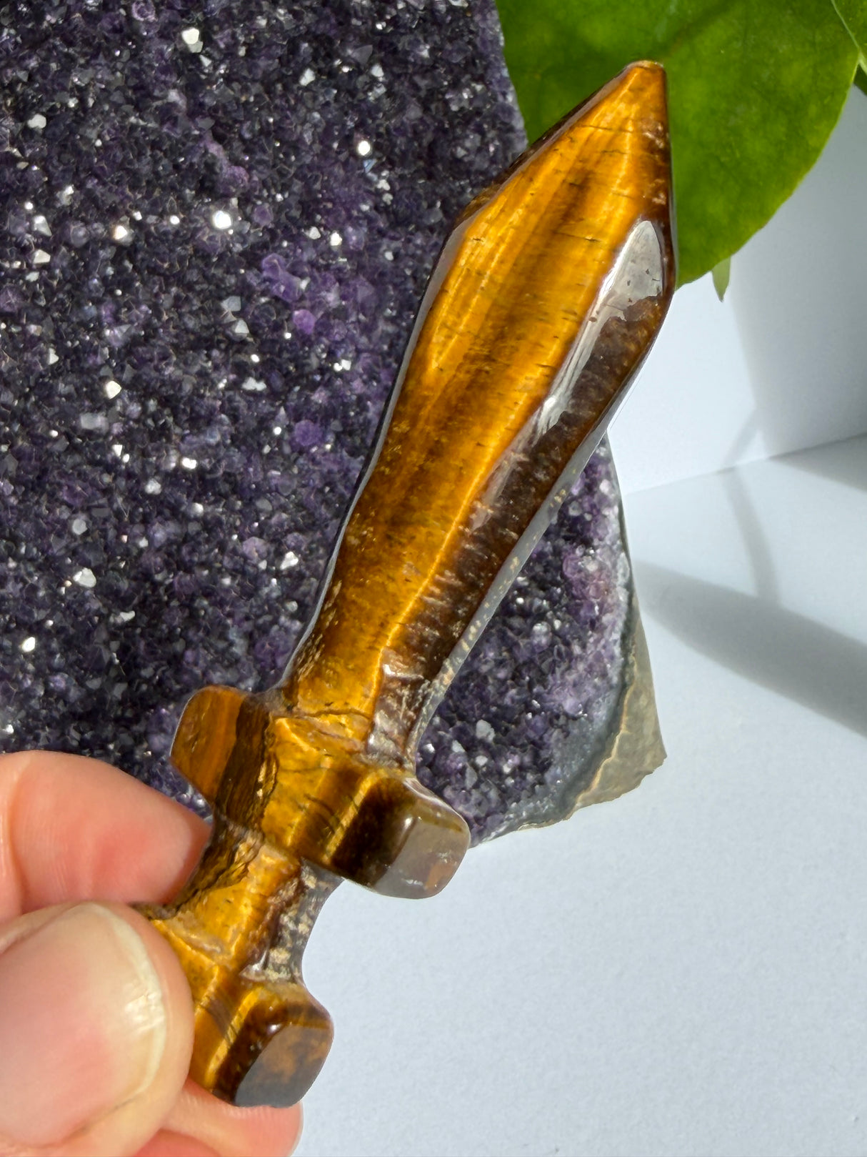 Tiger's Eye Sword Carving - Blue or Gold