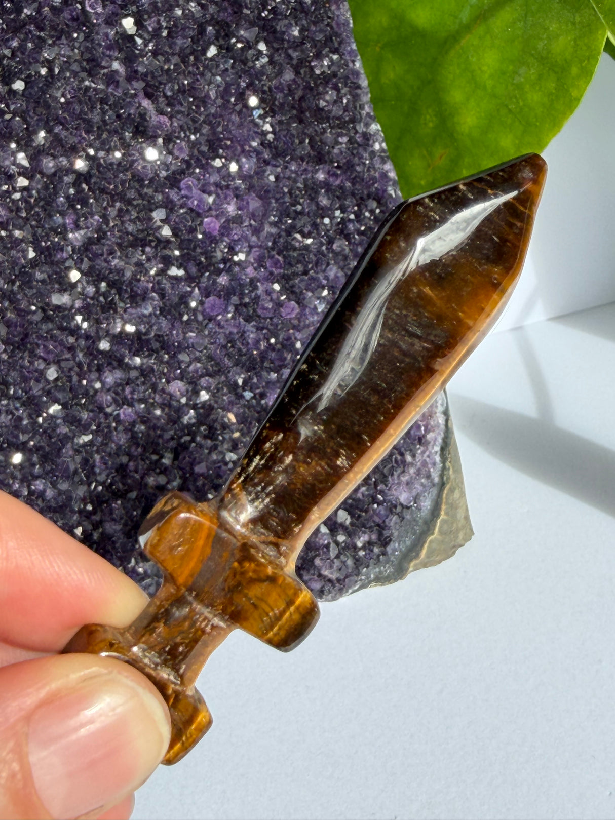 Tiger's Eye Sword Carving - Blue or Gold