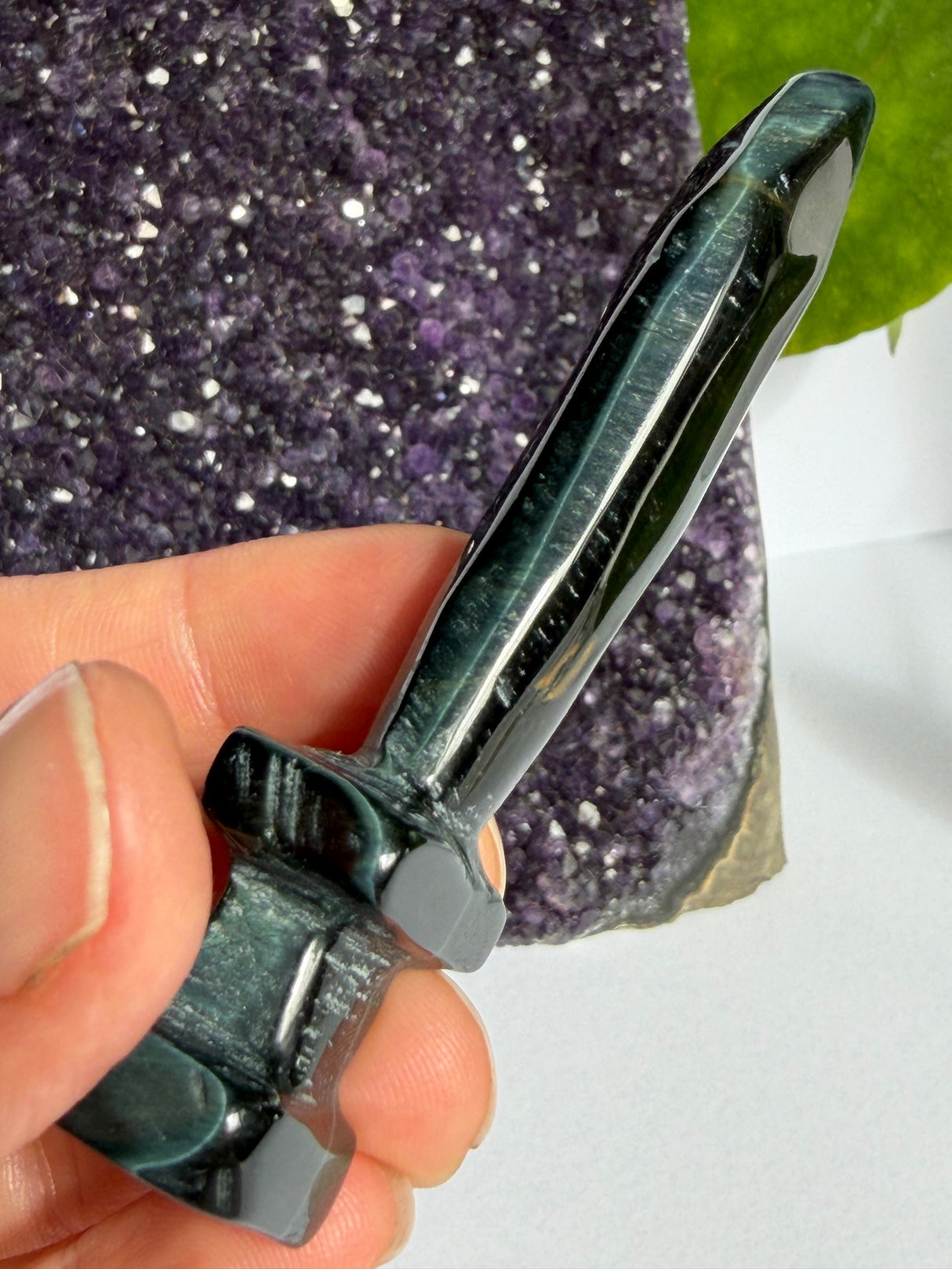 Tiger's Eye Sword Carving - Blue or Gold