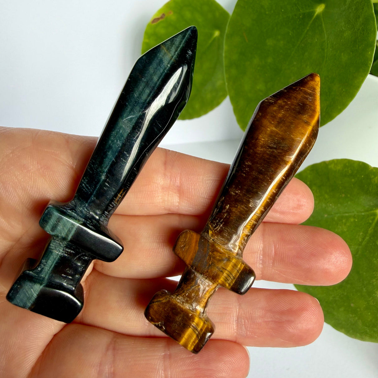 Tiger's Eye Sword Carving - Blue or Gold