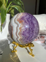Amethyst & Banded Agate Crystal Sphere 983g AMAS-01 |
