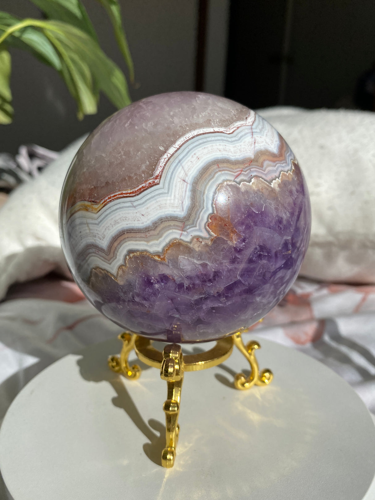 Amethyst & Banded Agate Crystal Sphere 983g AMAS-01 |
