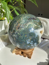 Collector's Moss Agate Druzy Sphere with Natural Crystal Cavities 5kg MOSB-01