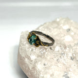 Emerald 925 silver with 18ct gold plate ring Size 8 GRA-01