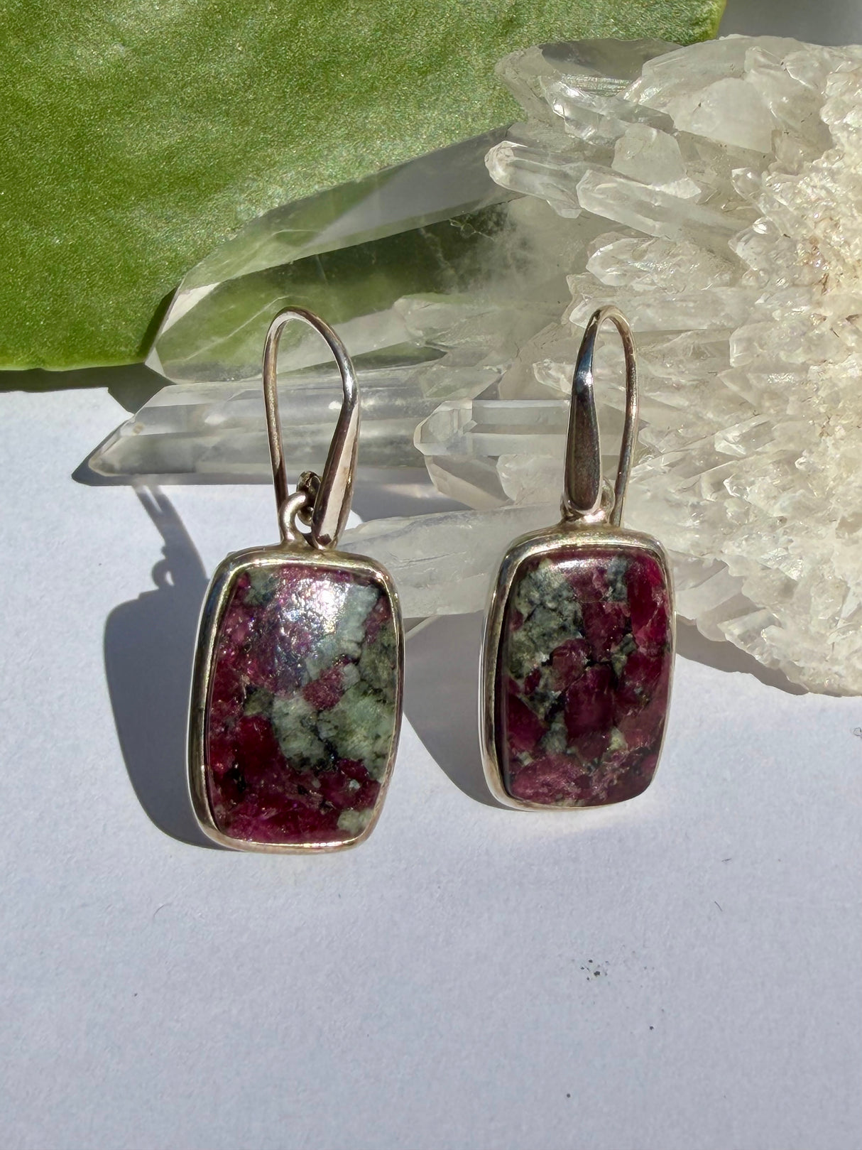 Eudialyte Rectangle Sterling Silver Earrings PEGJ35