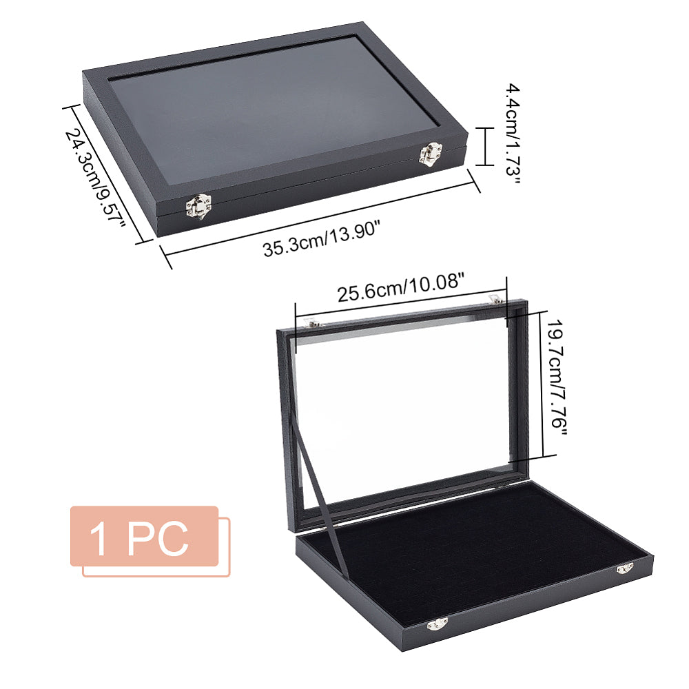 100 Slot Wood Jewellery Presentation Box 35.3x24.3x4.4cm