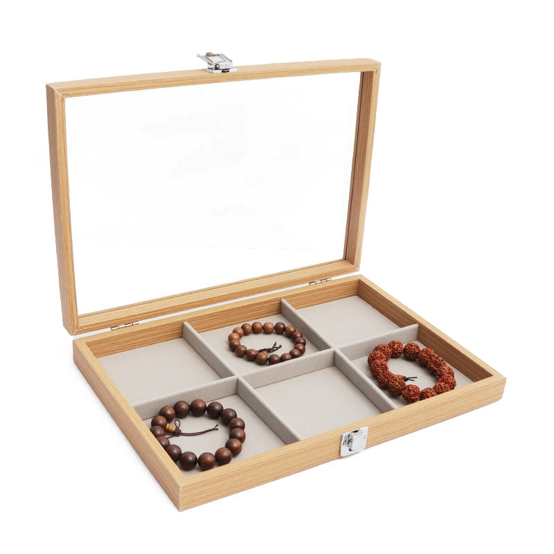 Rectangle Wooden Jewellery Presentation Boxes with 6 Compartments 35x24x4.5cm