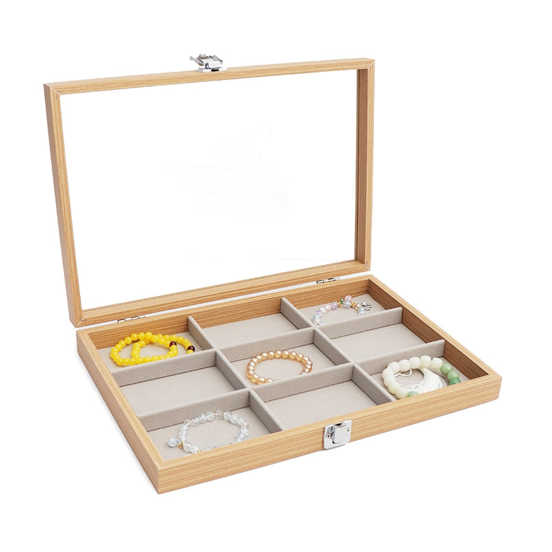 Rectangle Wooden Jewellery Presentation Boxes with 9 Compartments 35x24x4.5cm