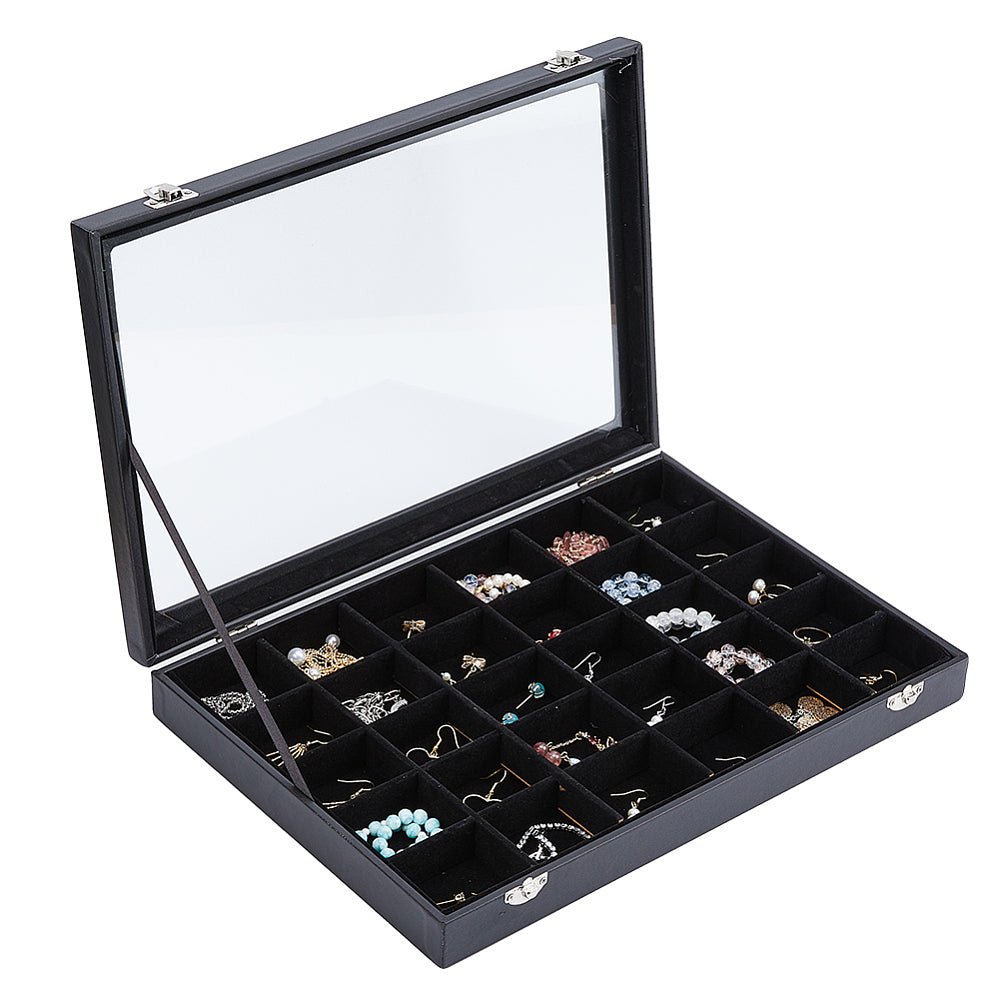 30 Grid Jewellery Display Case with Glass Lid
