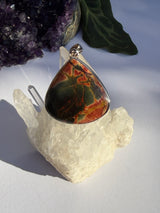 Cherry Creek Jasper Pear Cabochon Pendant in Sterling Silver KPGJ2174