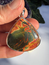 Cherry Creek Jasper Pear Cabochon Pendant in Sterling Silver KPGJ2174