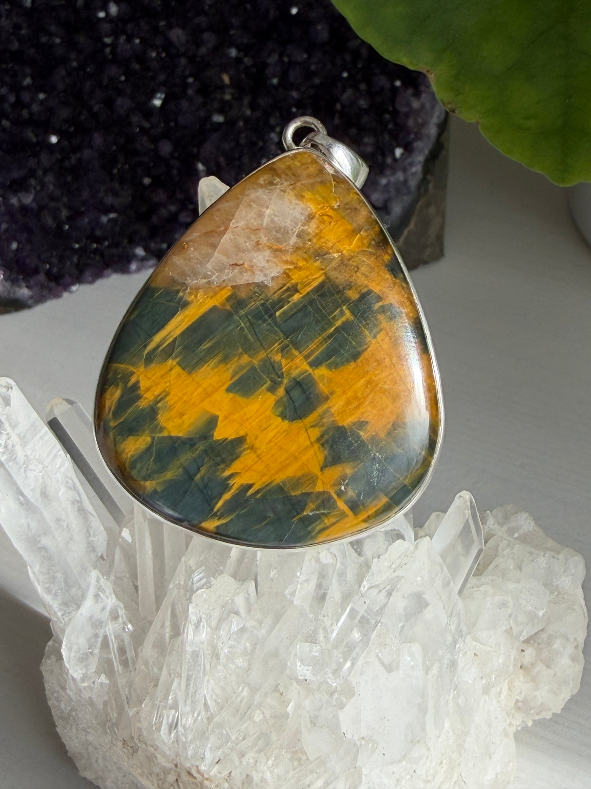 Blue and Gold Tiger's Eye Teardrop Pendant KPGJ3526
