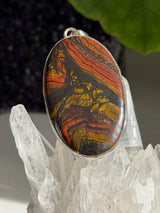Tiger Iron Oval Sterling Silver Pendant KPGJ4063