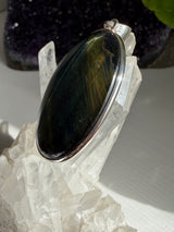 Blue Tiger's Eye Oval Sterling Silver Pendant KPGJ4202