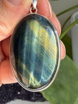 Blue Tiger's Eye Oval Sterling Silver Pendant KPGJ4202