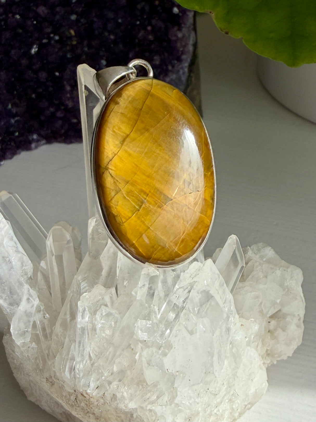 Golden Tiger's Eye Oval Sterling Silver Pendant KPGJ4206