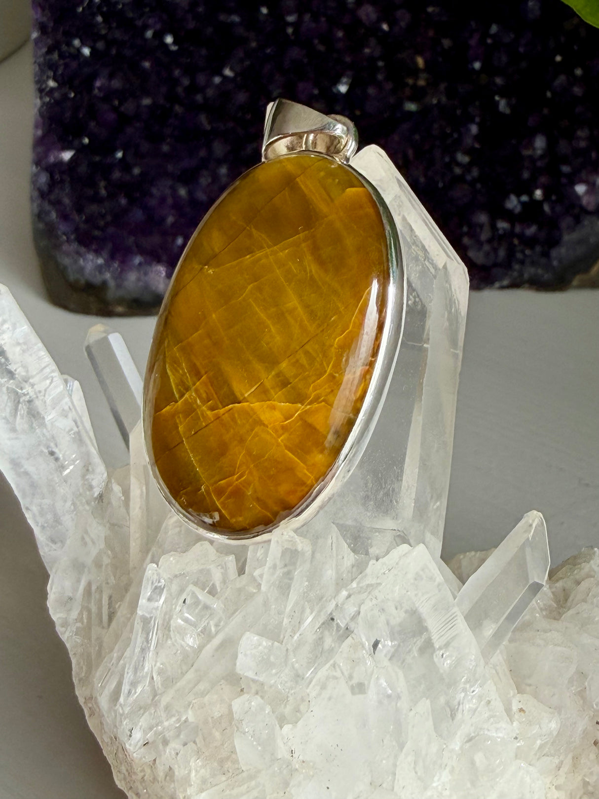 Golden Tiger's Eye Oval Sterling Silver Pendant KPGJ4206