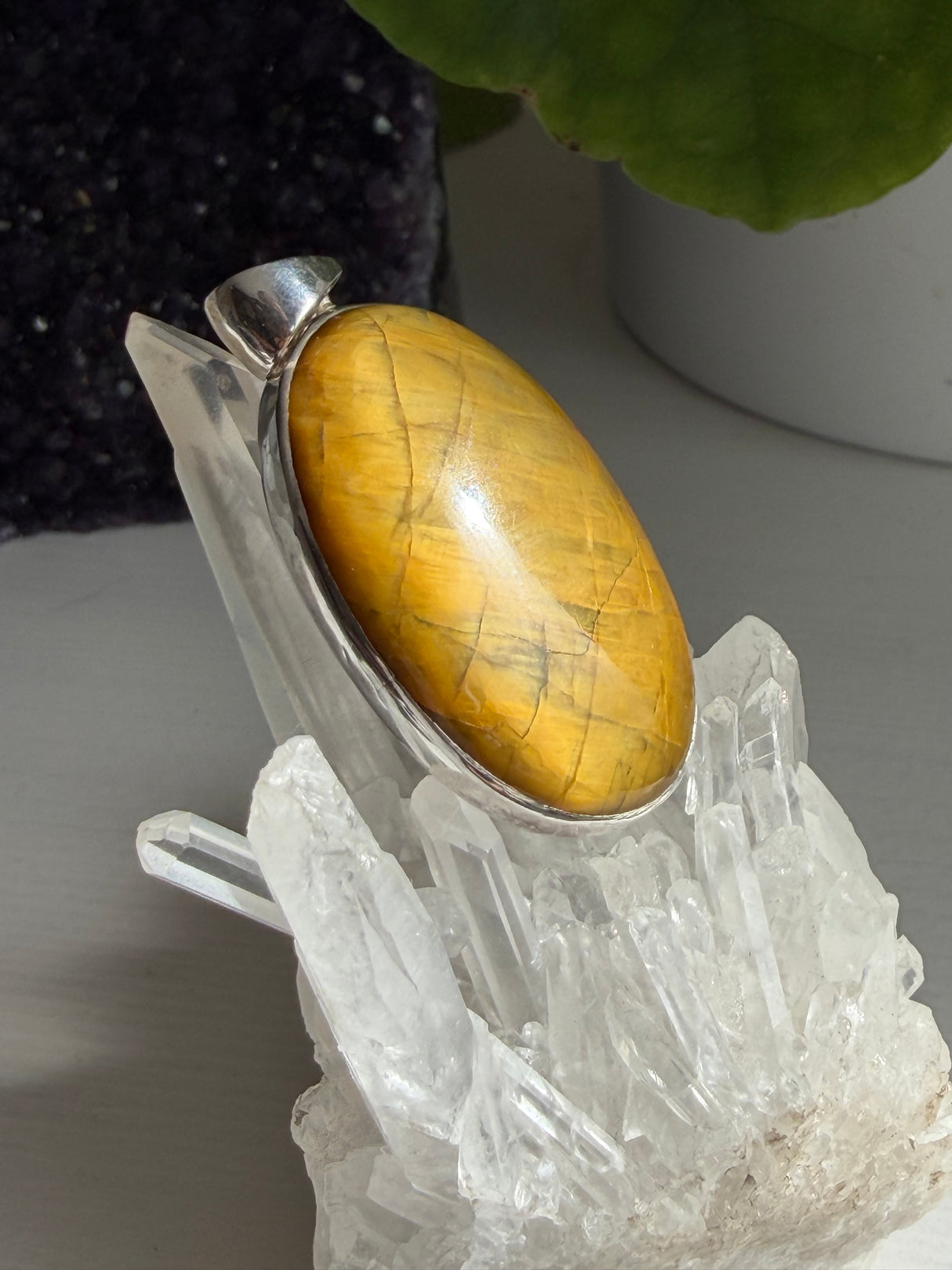 Golden Tiger's Eye Oval Sterling Silver Pendant KPGJ4206