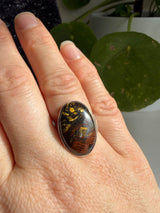 Tiger Iron Oval Sterling Silver Ring Size 7 KRGJ3056