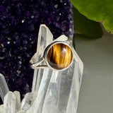 Golden Tiger's Eye Round Sterling Silver Ring Size 9 KRGJ3122