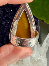 Golden Tiger's Eye Hammered Band Sterling Silver Ring Size 7 KRGJ3123