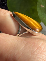 Golden Tiger's Eye Teardrop Sterling Silver Ring Size 9 KRGJ3125