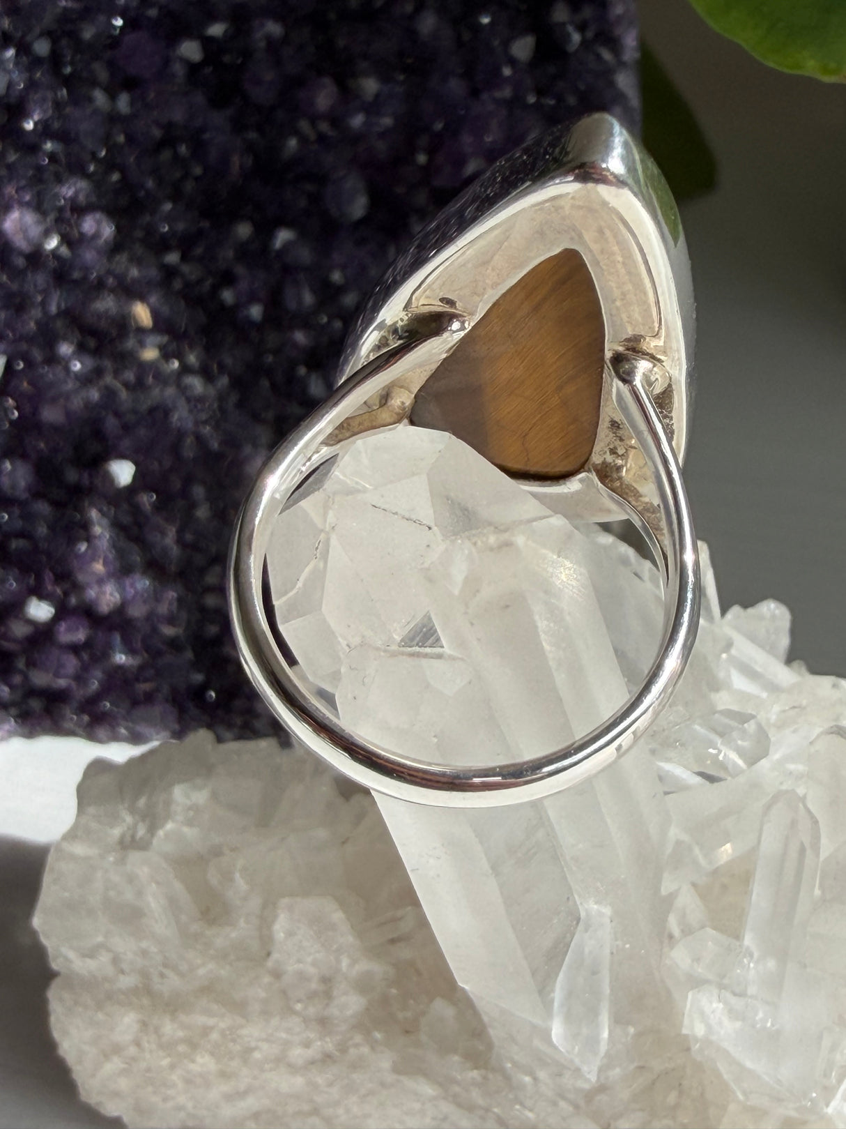 Golden Tiger's Eye Teardrop Sterling Silver Ring Size 9 KRGJ3125