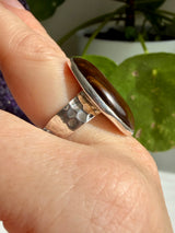 Golden Tiger's Eye with Hammered Sterling Silver Band Ring Size 10 KRGJ3129