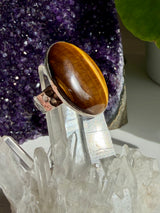 Golden Tiger's Eye with Hammered Sterling Silver Band Ring Size 10 KRGJ3129