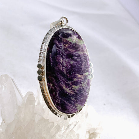 Kammererite Oval Cabochon Pendant in a Decoratve Setting KPGJ4748