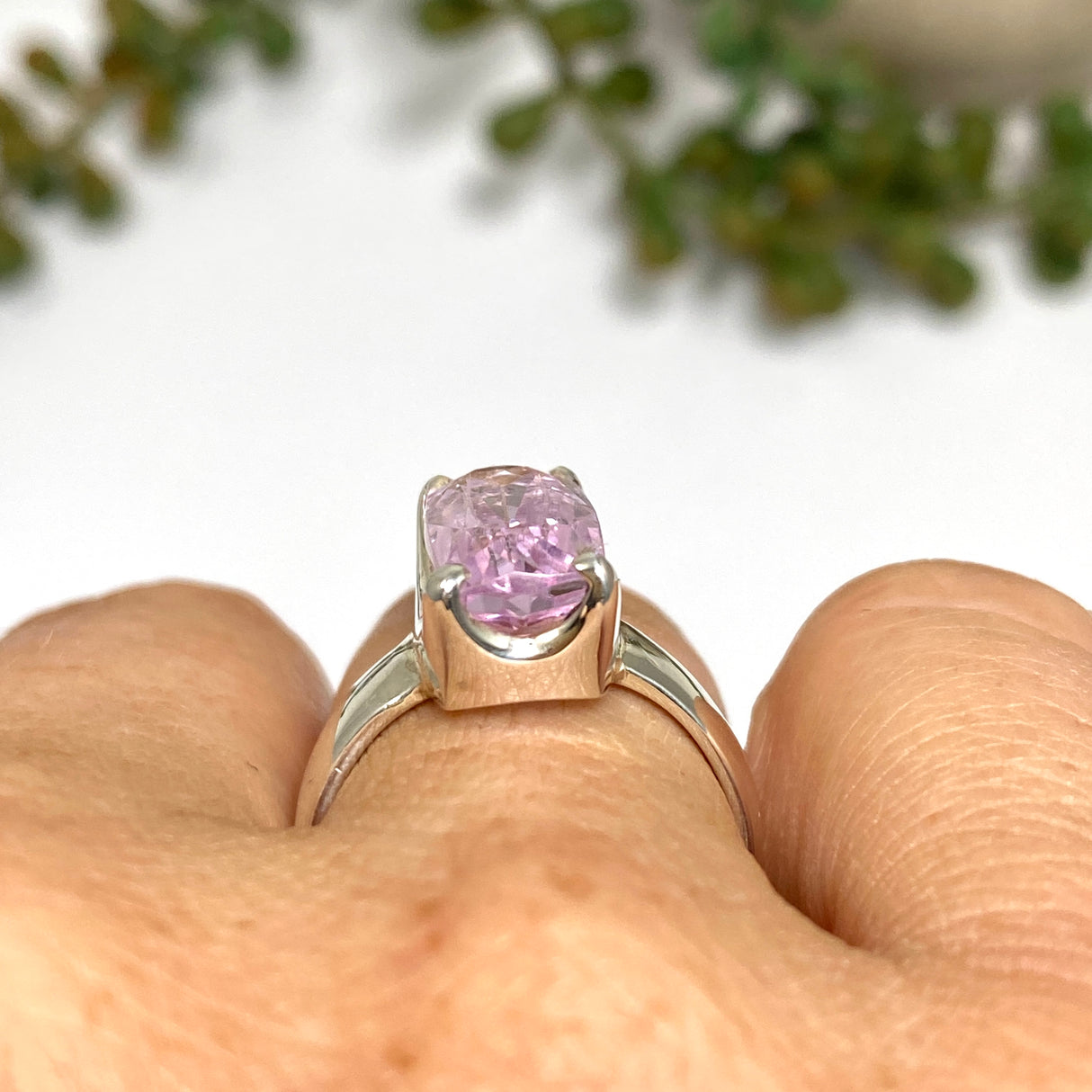 Kunzite Rectangular Faceted Ring Size 7 PRGJ525