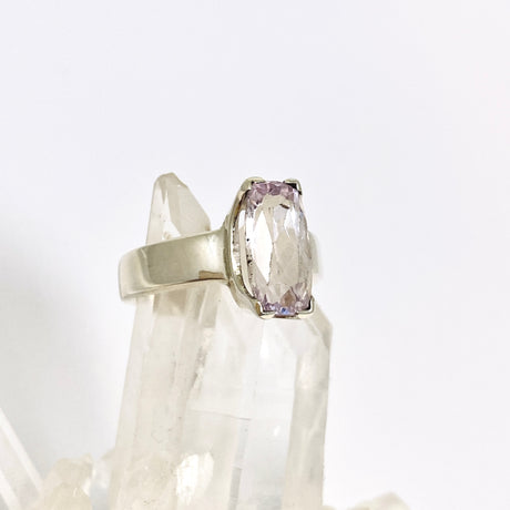 Kunzite Rectangular Faceted Ring Size 8 PRGJ673