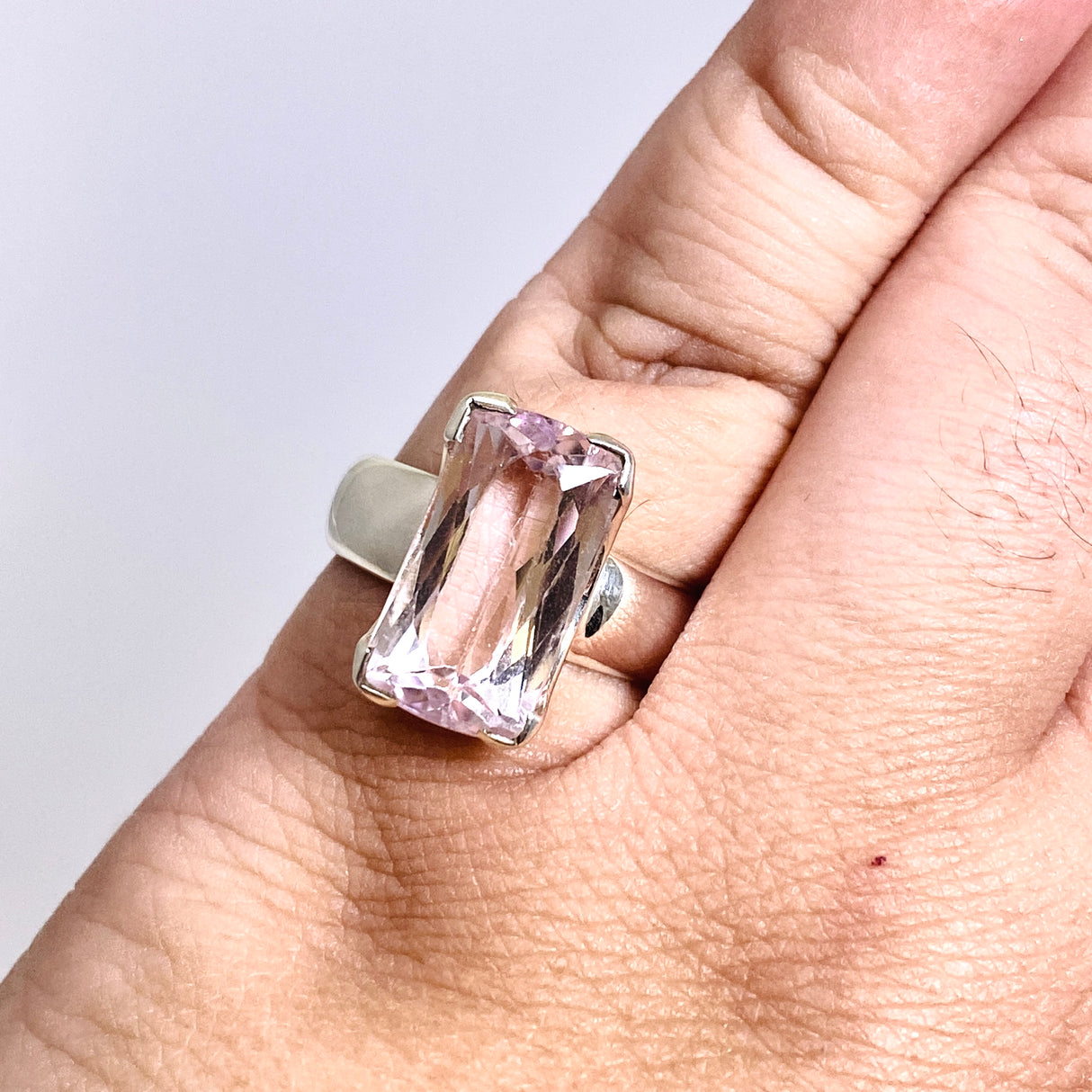 Kunzite Rectangular Faceted Ring Size 9.5 PRGJ674