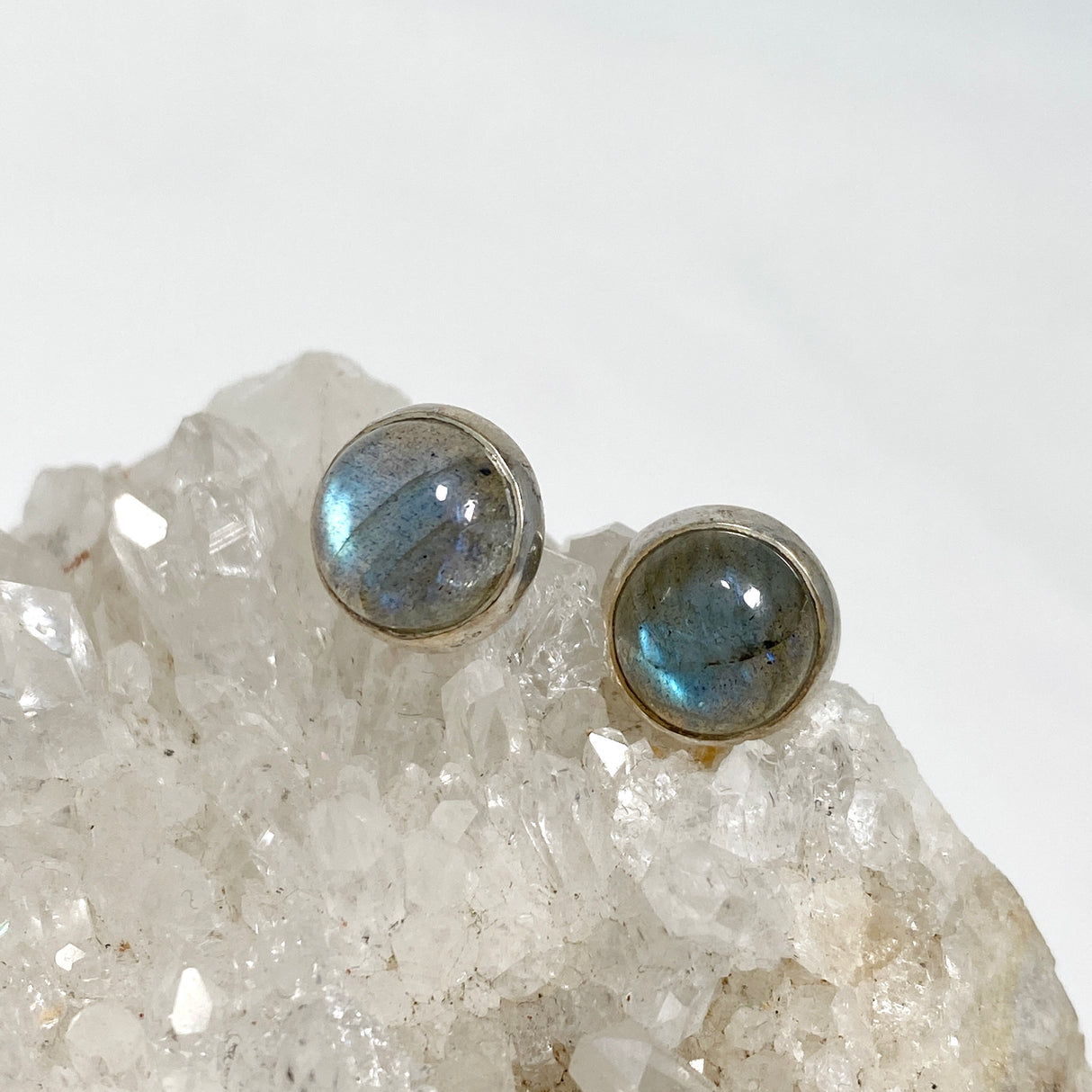 Labradorite round cabochon stud earrings KEGJ828