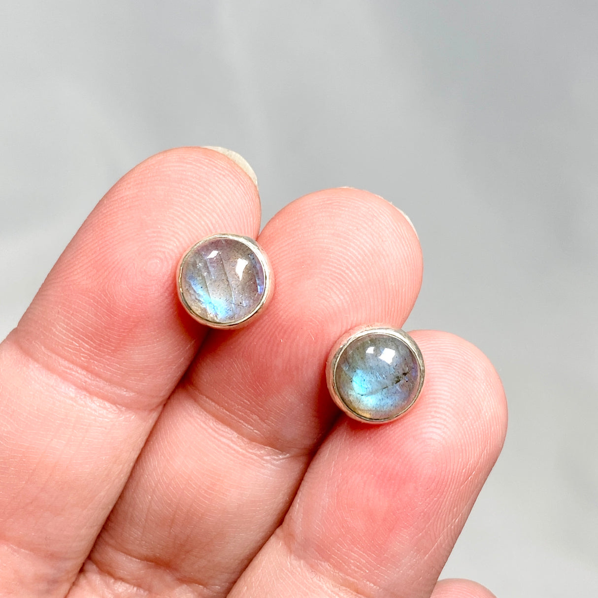 Labradorite round cabochon stud earrings KEGJ828