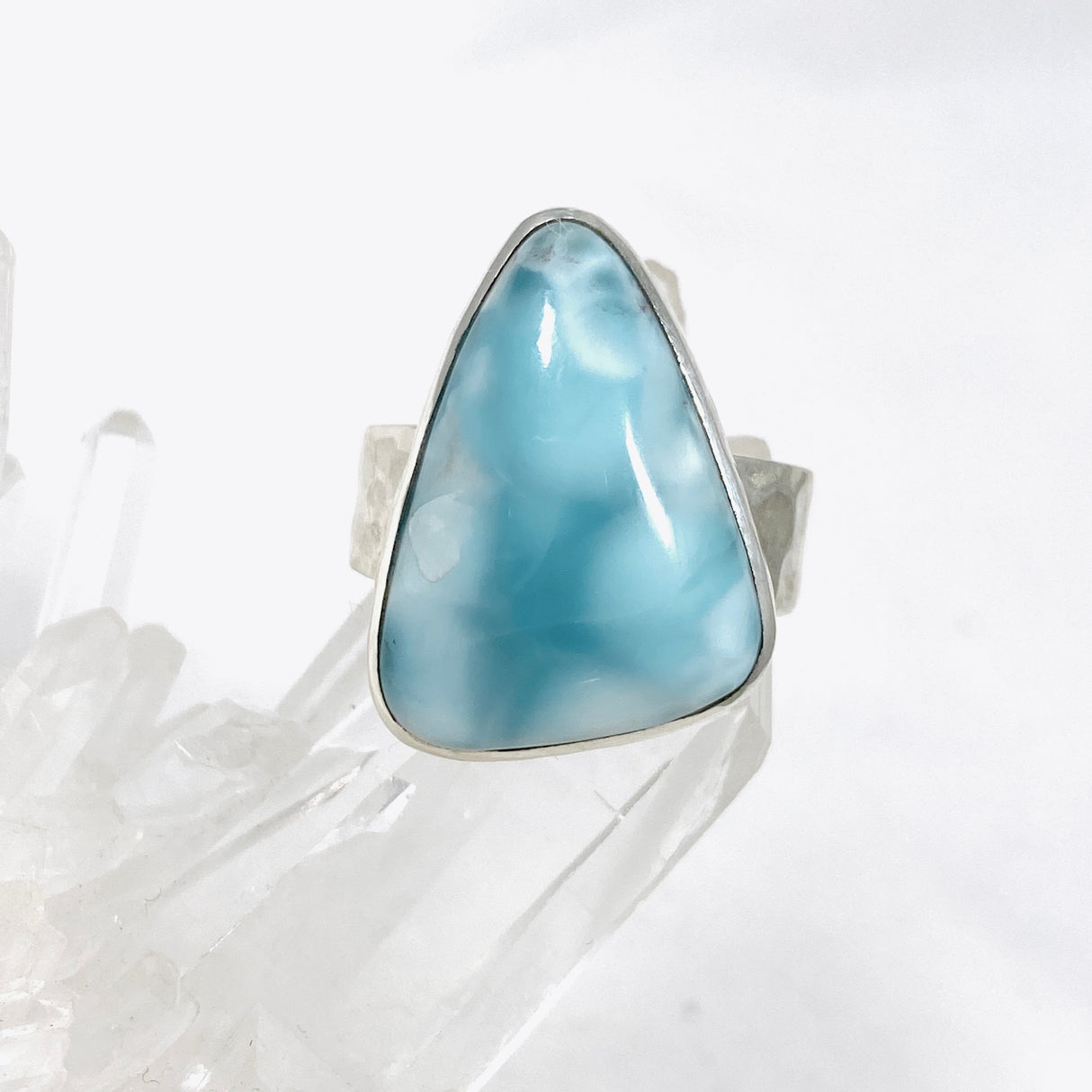 Larimar Triangular Ring with Hammered Band Size 11 KRGJ3101