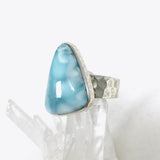 Larimar Triangular Ring with Hammered Band Size 11 KRGJ3101